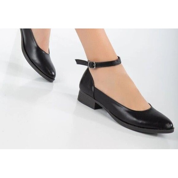 Women’s Mask Butik Handmade Genuine Black Leather Ankle Strap Shoes Size 38 NWOB - Picture 3 of 10